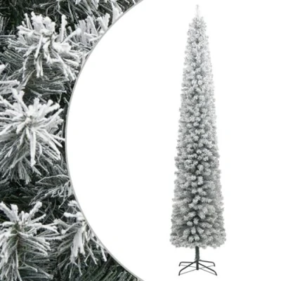 Image de vidaXL Sapin de Noël mince avec support et flocon neige 300 cm PVC357687