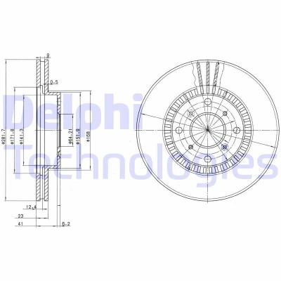Afbeelding van DELPHI BG2815 Remschijf 282 23 4 Geventileerd Geolied Semi finished Zonder wiellager, ABS sensorring HONDA: PRELUDE