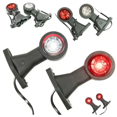 Afbeelding van Web Truck Set van 2 rubberen led sjabloonlampen 12 V 24 met E keurmerk, voor auto, vrachtwagen, caravan, autolamp, wit licht, rood, lang