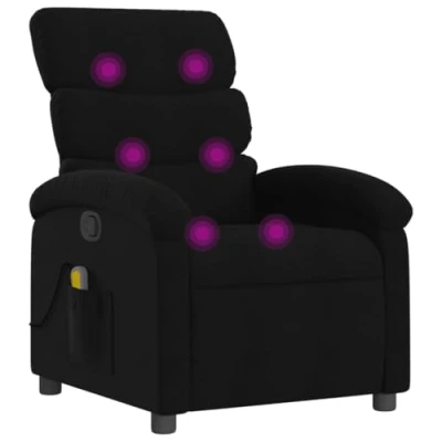 Image de vidaXL Fauteuil de massage inclinable Noir Tissu371741