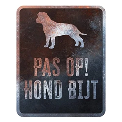 Afbeelding van D&amp;d Home Waakbord Hond Waarschuwingsbord Stafford Nederlands 25x20x0,3cm Meerkleurig 1st