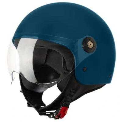 Afbeelding van VINZ Duoro Jethelm met Vizier / Scooter Helm Snorscooterhelm Donkerblauw