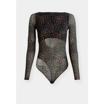 Afbeelding van Hunkemöller Luipaard body met lange mouwen Tara Zwart XS