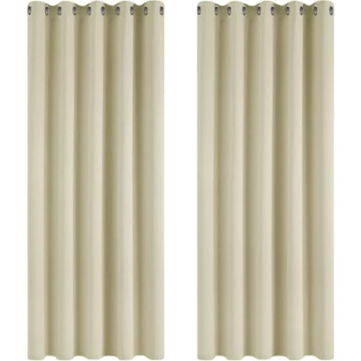Afbeelding van Deconovo thermisch geïsoleerde verduisteringsgordijnen, modern design met oogjes, gordijnen voor woonkamer en slaapkamer, 168 x 229 cm (breedte hoogte), donkerbeige, 2 stuks