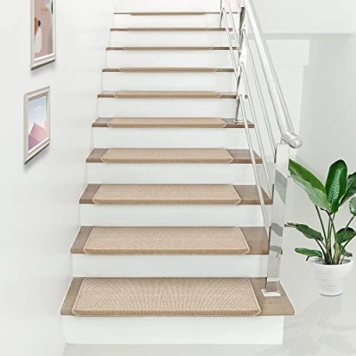 Afbeelding van Trapmat zelfklevend set van 15 beige 65x24+4 cm