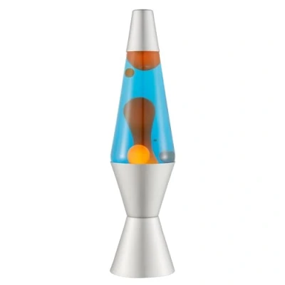 Afbeelding van LAVA® Lampada Lava 2117, cera arancione, liquido blu, basis en cappuccio argento, originele lamp van 14,5 cm