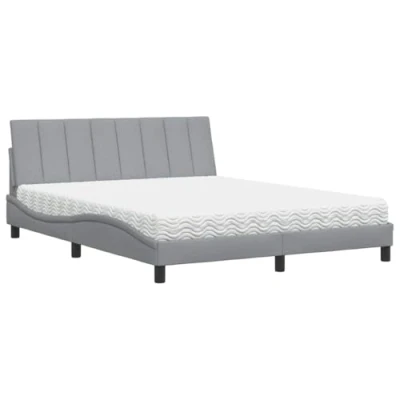 Afbeelding van vidaXL Bed met matras stof lichtgrijs 160x200 cm