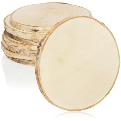 Afbeelding van COM FOUR® onderzetters 8x van natuurlijk hout glas voor glazen houten schijven handwerk Ø ca. 11 13 cm