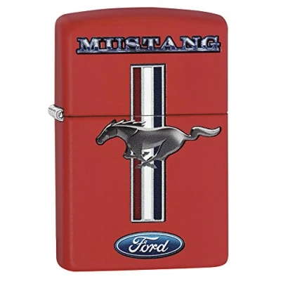 Afbeelding van Zippo Ford Mustang Benzine aansteker, messing, roestvrijstalen look, 1 x 6 cm