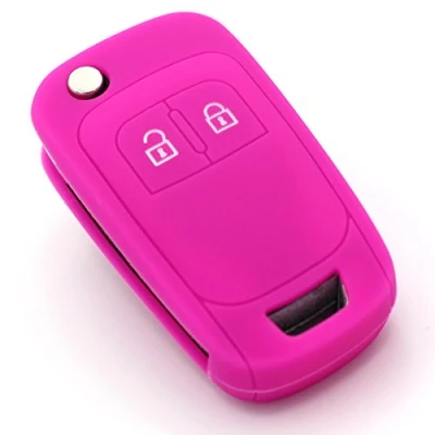 Afbeelding van Finest Folia OE siliconen hoes voor autosleutels met 2 knoppen, fluorescerend roze