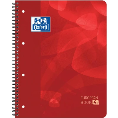 Afbeelding van Oxford School Projectbook Spiraalschrift, Ft A4+, 4 gaats Perforatie, Geruit 5 Mm, Rood Schrift