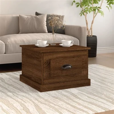 Afbeelding van Salontafel 50x50x35 cm bewerkt hout bruin eikenkleur