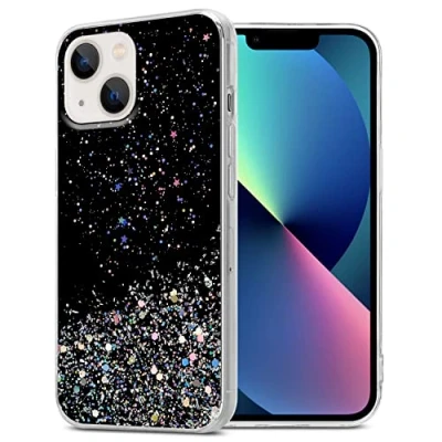 Afbeelding van Cadorabo Hoesje geschikt voor Apple iPhone 14 in Zwart met Glitter Beschermhoes van flexibel TPU silicone fonkelende glitters Case Cover Etui