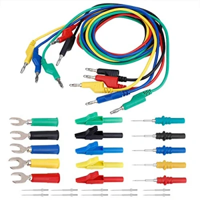 Afbeelding van 4 mm testsnoerset, tang, banaanstekkers, testkabel en sonde, U type, 5 kleuren, testlijn voor multimeter P1036B
