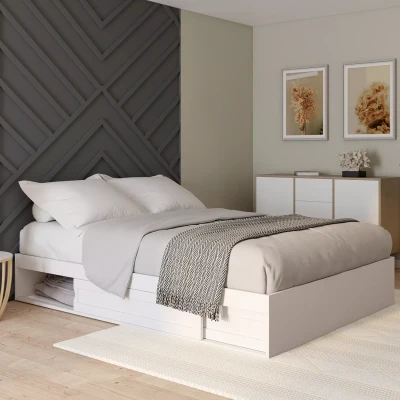 Afbeelding van SALEM bedframe met opbergruimte en 140 x 190 cm witte lattenbodem