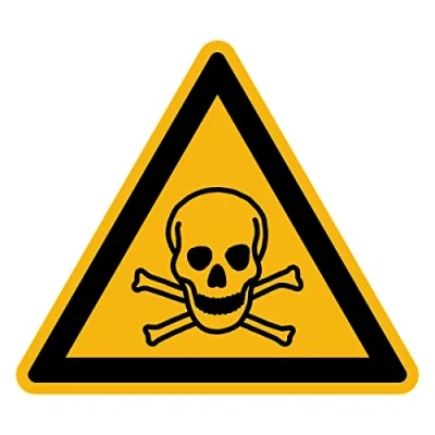 Image de Autocollant Danger Warning Avertissement NF ISO7010 Sticker Adhésif Signalétique Triangulaire Laminé Plastifié Résistant à l&#039;eau et aux UV Matières Toxiques 35x35 cm