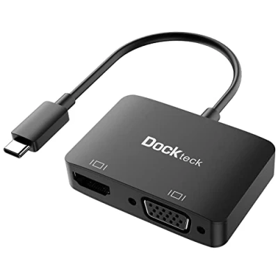 Afbeelding van Dockteck USB C naar HDMI 4K 60Hz 1080P VGA adapter monitor adapter, 2 in 1 splitter met voor MacBook Pro/Air M1, iPad Pro/Air/Mini 6, Dell Xps 13/15