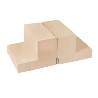Afbeelding van KiddyMoon Zone de Jeu en Mousse Velours Chemin Obstacles pour Enfants, Élément Marches/Marches, Beige Sable
