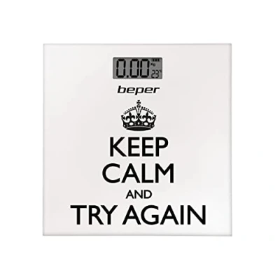 Afbeelding van Beper 40.821 Digitale Personenweegschaal &quot;Keep Calm&quot; Opdruk Weegschaal met Digitaal Display Elektronische Precisie Moderne