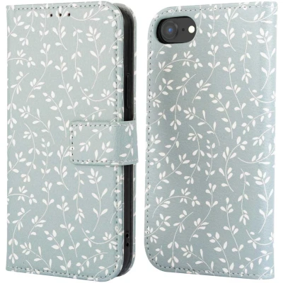 Afbeelding van imoshion Hoesje Geschikt voor iPhone 6 / 6s 7 8 SE (2020) (2022) Design Bookcase smartphone Smoke Green Flowers