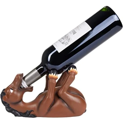 Afbeelding van BRUBAKER Wijnfleshouder Dorstig Paard Wijnrek Grappig Wijn accessoires Grappige Decoratie Cadeau