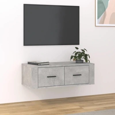 Afbeelding van Tv hangmeubel 80x36x25 cm bewerkt hout betongrijs