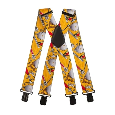 Afbeelding van Olata Robuuste schouderbanden, gereedschapspatronen, 4 cm/5 cm, B. X Model (zwarte clips)