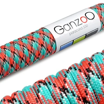 Afbeelding van Ganzoo Paracord 550 touw voor armband, riem, nylon, polyester, touw, 30 m, meerkleurig