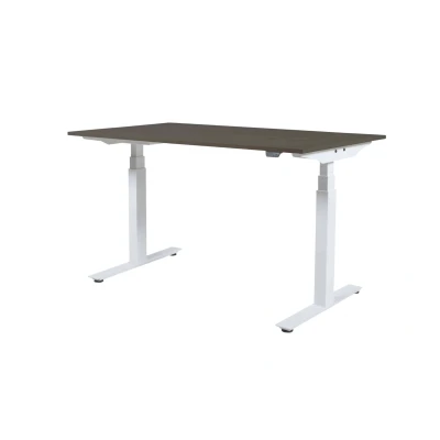 Afbeelding van Lectro Plus bureau, zit sta (64 130cm) hoogte verstelbaar dmv elektromotoren met 160x80cm robson eiken 25mm blad en aluminium (RAL9006) frame