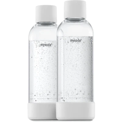 Afbeelding van Mysoda Set van 2 herbruikbare flessen 1 liter wit Geschikt voor apparaten