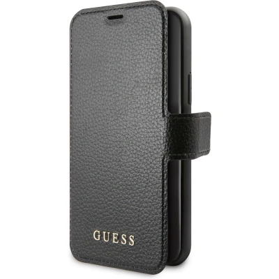 Afbeelding van iPhone 11 Pro Bookcase hoesje Guess Effen Zwart Kunstleer