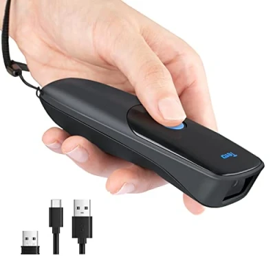 Afbeelding van Tera Pro Series 2D QR 3 in 1 draagbare mini barcodescanner Bluetooth &amp; USB kabel 2,4 G draadloos met Time Präfix/Suffix, 1200 mAh Bessere Effizienzl, model 1300 blauw