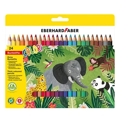Afbeelding van Kleurpotlood Eberhard Faber Jumbo 24st. driekantig in kartonnen etui EF 511425