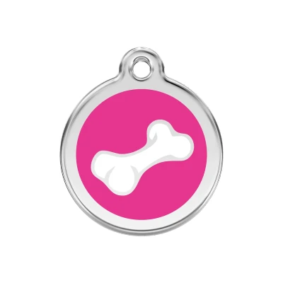 Afbeelding van Comic Bone Hot Pink roestvrijstalen hondenpenning medium/gemiddeld dia. 3 cm RedDingo