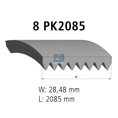 Afbeelding van DT Spare Parts 1.21192 Multiriem 2085 8 EPDM (Ethylen Propylen Dien Kautschuk) MERCEDES BENZ: Vario Dumptruck