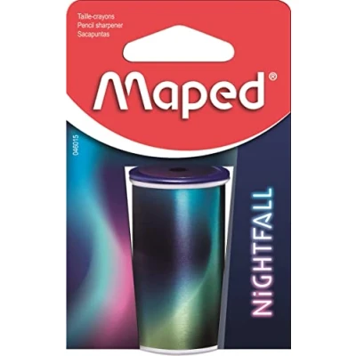 Image de Maped Taille Crayons Canette En Métal Avec 1 Trou Pour Standards Crayon Réservoir Décor Nightfall Emballage Recyclable 046015 Bleu