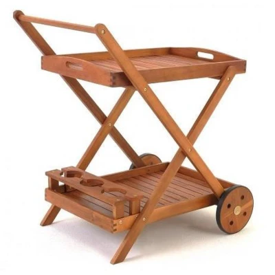 Afbeelding van Trolley met wielen van acaciahout