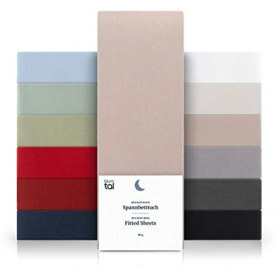 Afbeelding van Blumtal Basics hoeslaken van microvezel 100 x 200 cm, tot 25 cm hoogte, Oeko Tex gecertificeerd, taupe