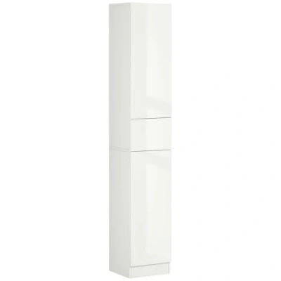 Afbeelding van kleankin Moderne badkamerkast met 3 planken, 2 kasten en 1 lade, uittrekbare wit