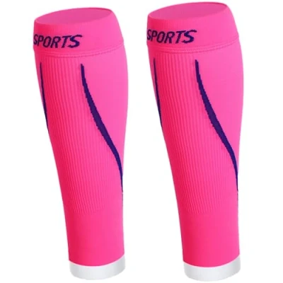 Afbeelding van AUXDIQ Kuitmouwen Sport kuitcompressiemouwen compressie sokken hardlopen joggen fietsen, Roze