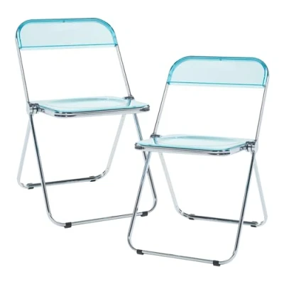 Afbeelding van Klapstoel set van 2 Pornainen 74x46x47 cm lichtblauw transparant [en.casa]