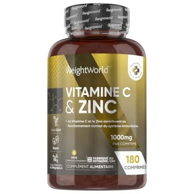 Afbeelding van WeightWorld Zink tabletten 10 mg Bisglycinaat per tablet Verrijkt met Vitamine C 180 vegan voor 6 maanden