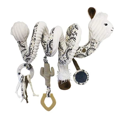 Image de LES DEGLINGOS Spirale d’activités Muchachos le lama jouet d’éveil pour bébé avec activités sonores et tactiles 1 pièce Blanc 40cm déployé