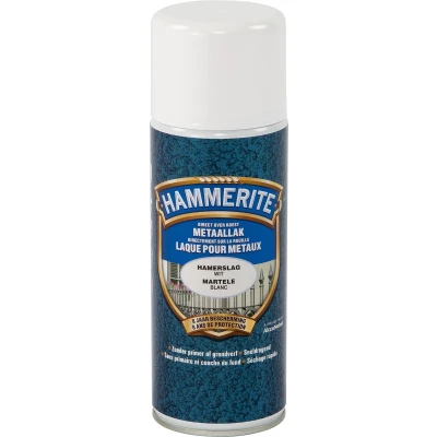 Afbeelding van Hammerite Metaallak Spray Hamerslag Wit 0.4L