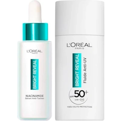 Image de L’Oréal Paris Routine Anti Taches Sérum &amp; Fluide UV SPF50+ Enrichie en Niacinamide Protège Unifie Pour Tous Types de Peau Bright Reveal
