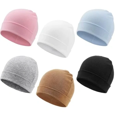 Afbeelding van DRESHOW 6 stuks babymuts voor pasgeborenen, peuters, zacht, schattig, gebreid, baby&#039;s, uniseks, ziekenhuismutsen, warm, kinderen, jongens en meisjes, 0 maanden, platte hoed 35A 01