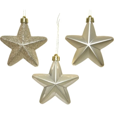 Afbeelding van Ster plastic glans mat glitter/7.5cm/parel KSD
