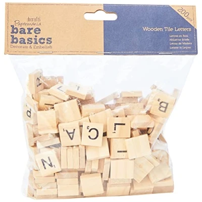 Afbeelding van Papermania Bare Basics Wooden Tile Letters (200pcs) (PMA 174624)
