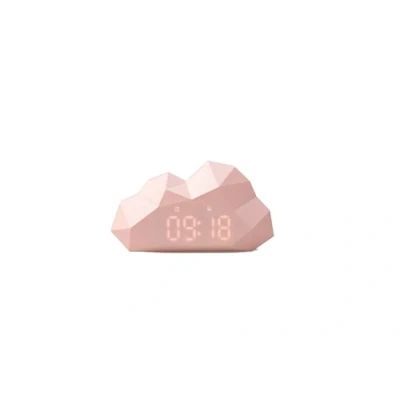 Afbeelding van Mini Cloudy lichtgevende digitale wekker bureau &amp; nachtkastje klok snooze functie voor volwassenen en kinderen modern origineel design slaapkamerdecoratie klein formaat roze Mob