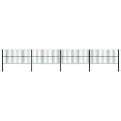 Afbeelding van Schuttingpaneel met palen 6,8x0,8 m ijzer groen